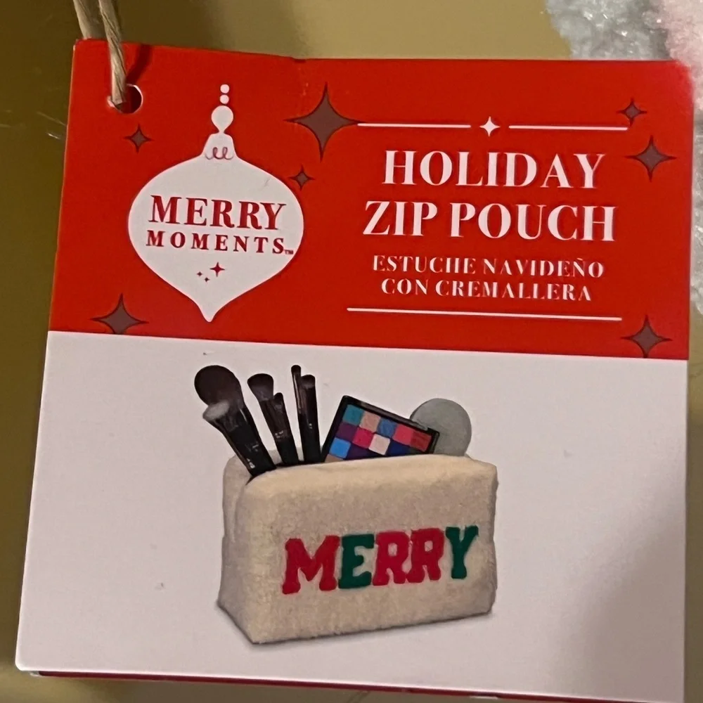 Festive 'MERRY' White Pouch